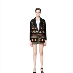Zara Embroidered Aztec Tribal Print Moto Jacket